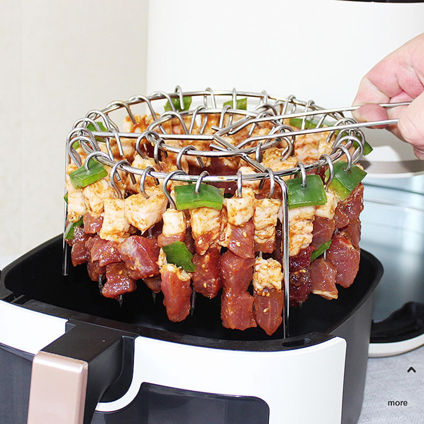 Kitchen Appliances Hobart - ポータブルステンレス鋼エアフライヤーグリルラウンド、グリル串付き、串掛けラック、家庭用キッチン、屋外用バーベキューグリル