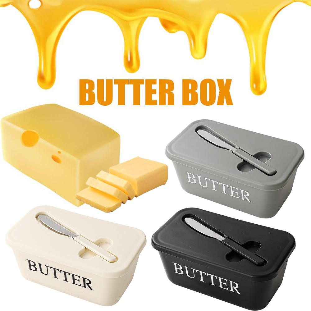 Kitchen Appliances Organizer - 蓋とスプレッダー付きPPバターディッシュ、冷蔵庫用気密バターキーパー、バター、クリームチーズ用のモダンなキッチン収納容器