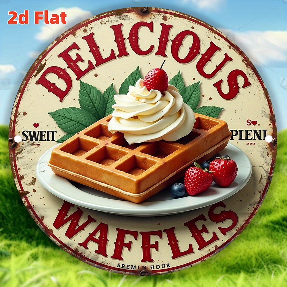 2Dフラット、ヴィンテージベルギーワッフルウォールサイン - - Waffle Iron Belgian のレビューと価格