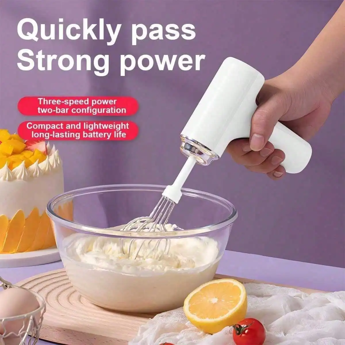 ポータブルワイヤレス電動ハンドミキサー、3段階速度調整機能付 - Kitchen Appliances Essentials のレビューと価格