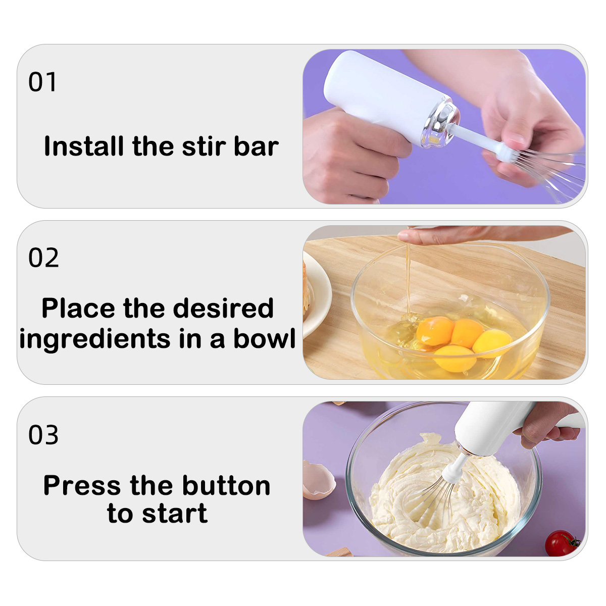 ポータブルワイヤレス電動ハンドミキサー、3段階速度調整機能付 - Kitchen Appliances Essentials のレビューと価格