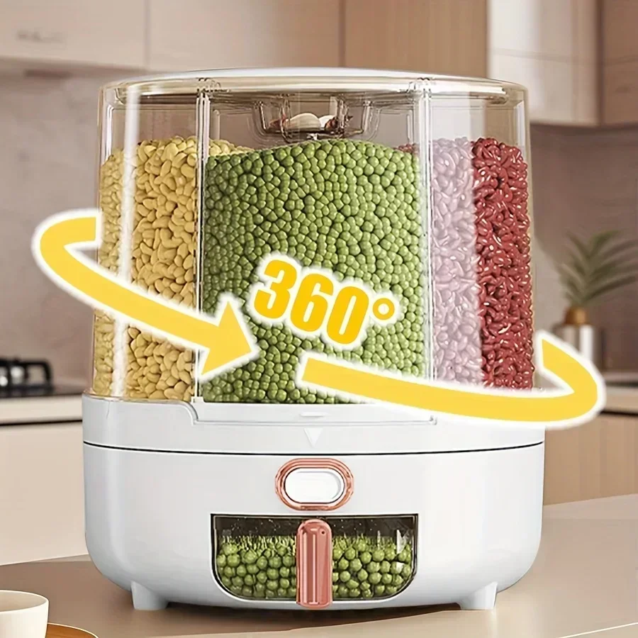 6区画360 °   回転式密閉食品保存容器 - シリアル、 - Kitchen Appliances Organizer のレビューと価格