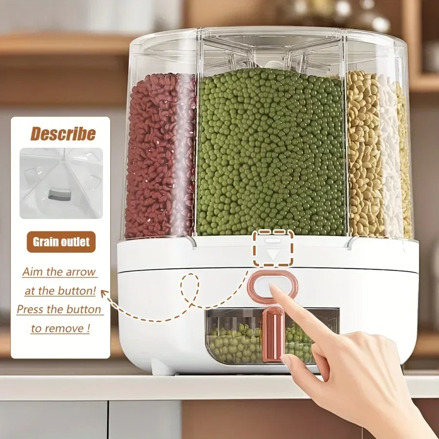 6区画360 °   回転式密閉食品保存容器 - シリアル、 - Kitchen Appliances Organizer のレビューと価格