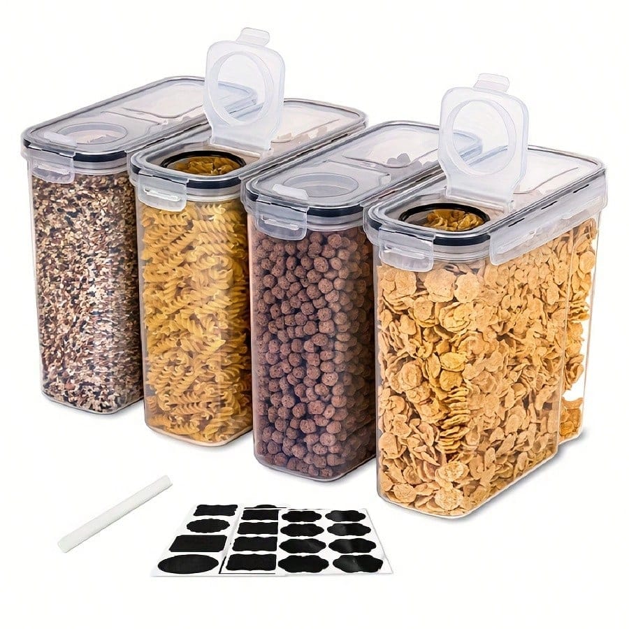 密閉式のシリアルや乾燥食品用保存容器4個セット - 調理スペ - Kitchen Appliances Organizer のレビューと価格