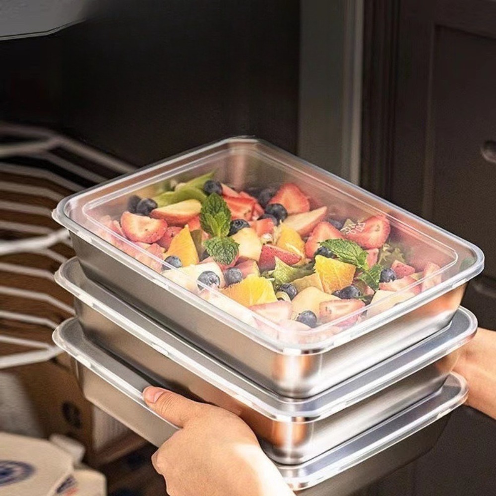 食品グレードのステンレス製サービングトレイ（蓋付き）、多目的 - Kitchen Appliances Organizer のレビューと価格