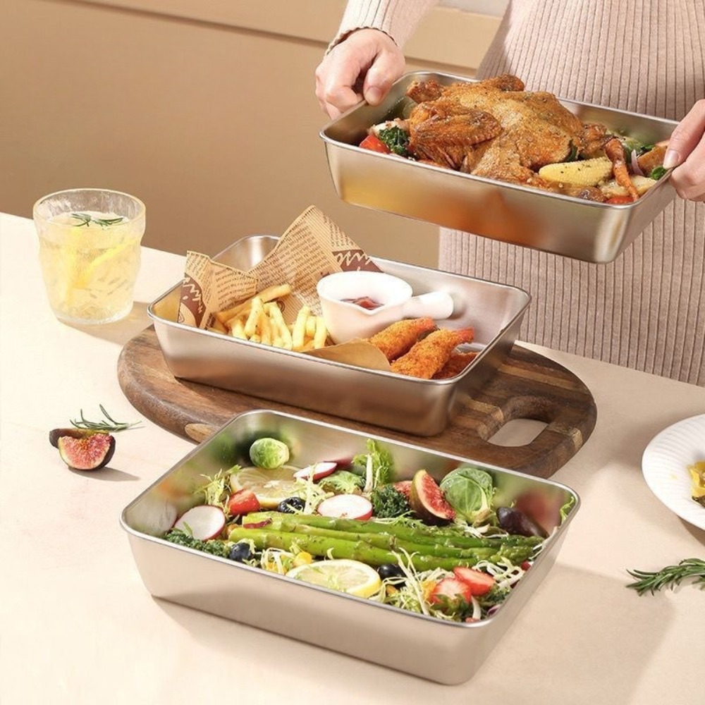 食品グレードのステンレス製サービングトレイ（蓋付き）、多目的 - Kitchen Appliances Organizer のレビューと価格