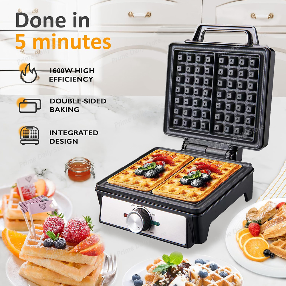 ワッフルメーカー 2枚焼き 温度調節可能 電気式朝食 ベルギ - Waffle Iron Belgian のレビューと価格