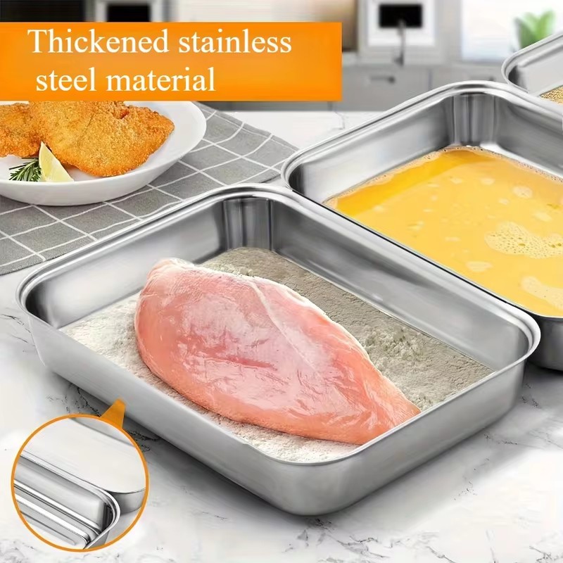 透明な蓋が付いた、3点セットのステンレス製食品保存容器。キッ - Kitchen Appliances Organizer のレビューと価格