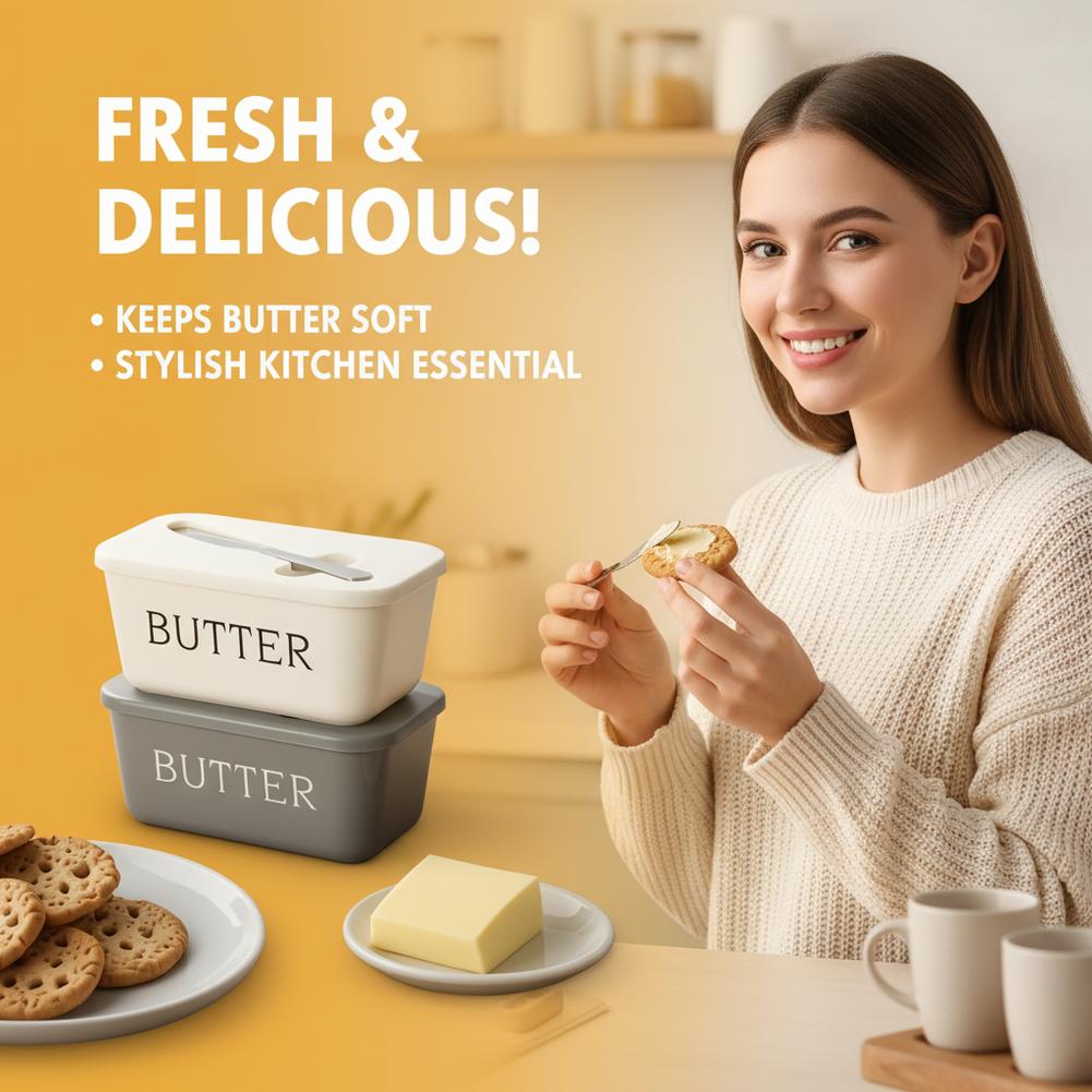 蓋とスプレッダー付きPPバターディッシュ、冷蔵庫用気密バター - Kitchen Appliances Organizer のレビューと価格