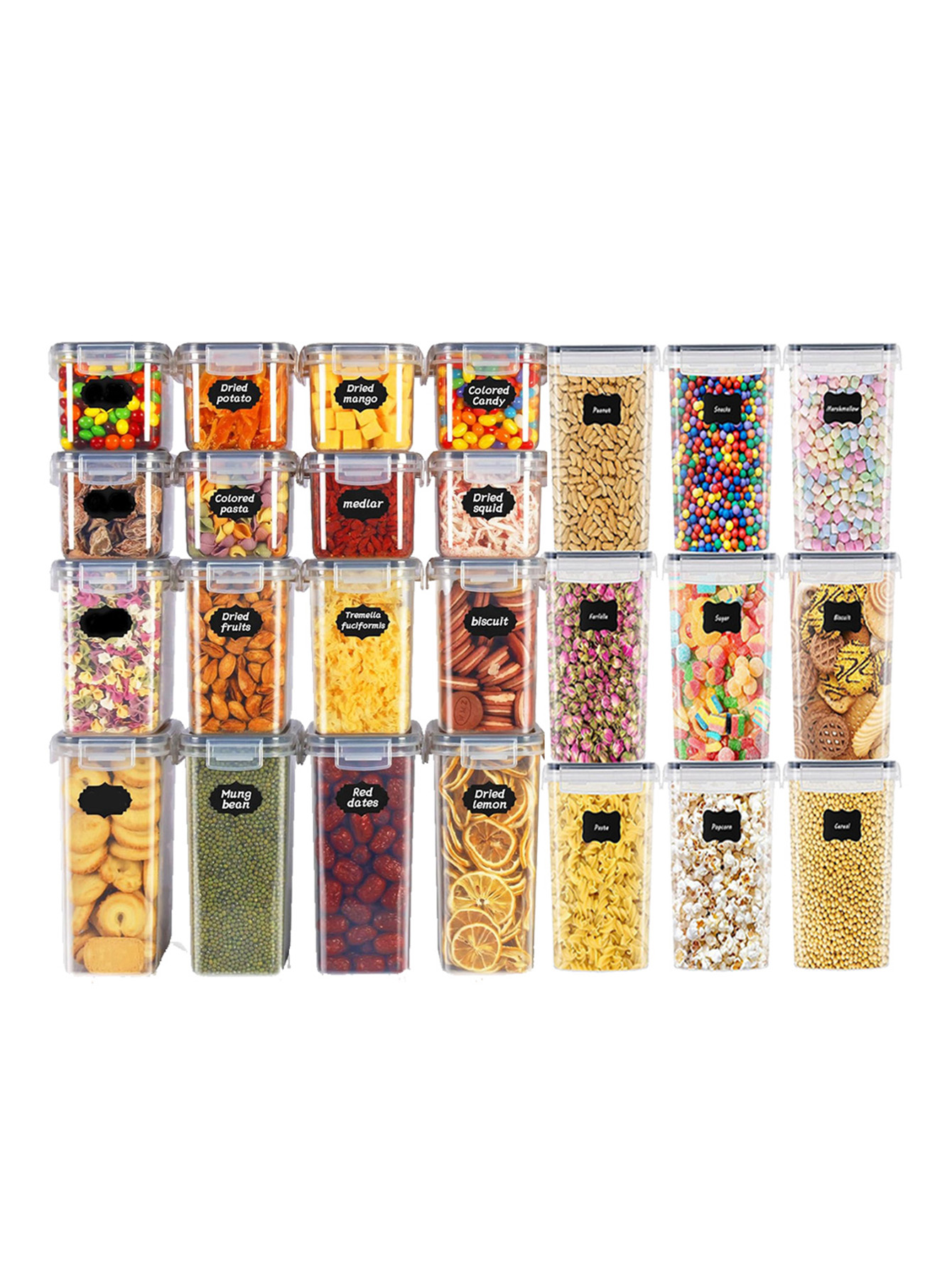 48個入り、蓋付き密封食品保存容器、プラスチック製キッチンパ - Kitchen Appliances Organizer のレビューと価格